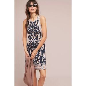 NWT Anthropologie Vanessa Virginia Linen Blend Embroidered Owen Shift Dress 0
